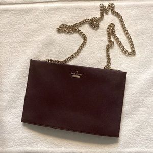 Plum Purple Kate Spade bag Gold chain (detachable) 100% cow hide leather
